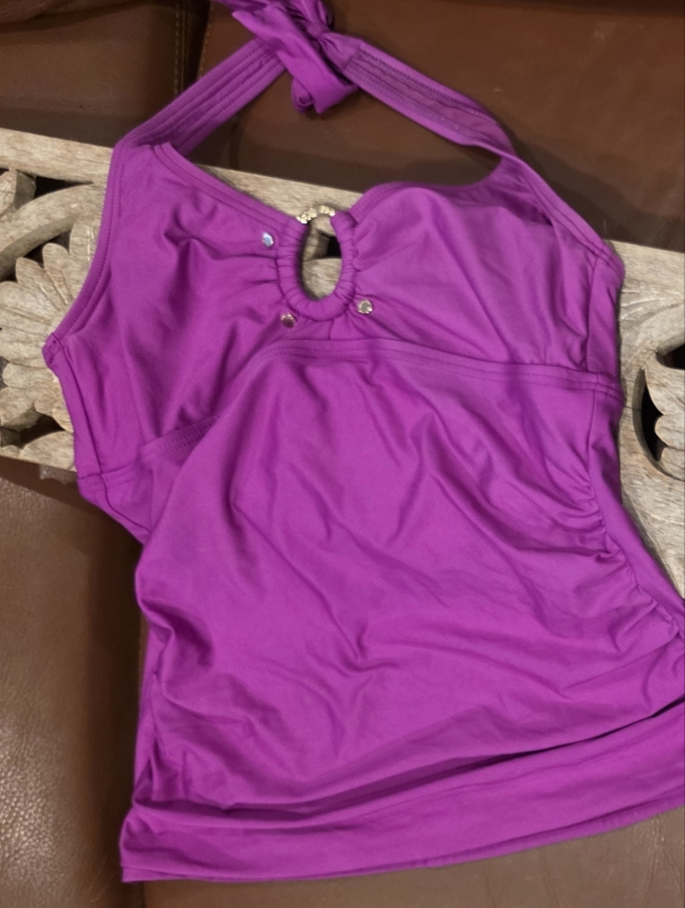 Calvin Klein Purple Halter Camisole Tank with Keyhole